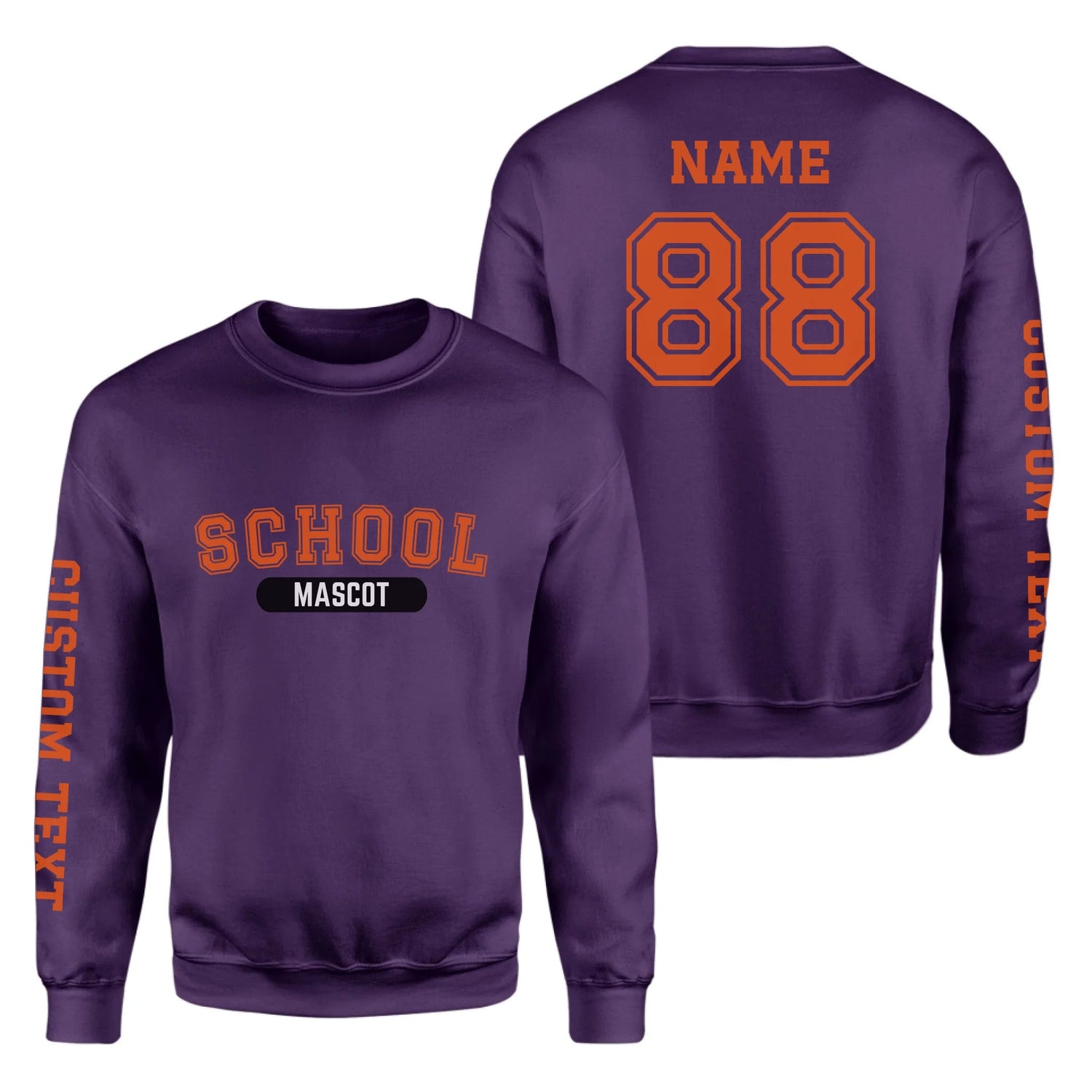 Custom School Spirit on a Sweatshirt With School and Mascot With Classic Design on a Sweatshirt