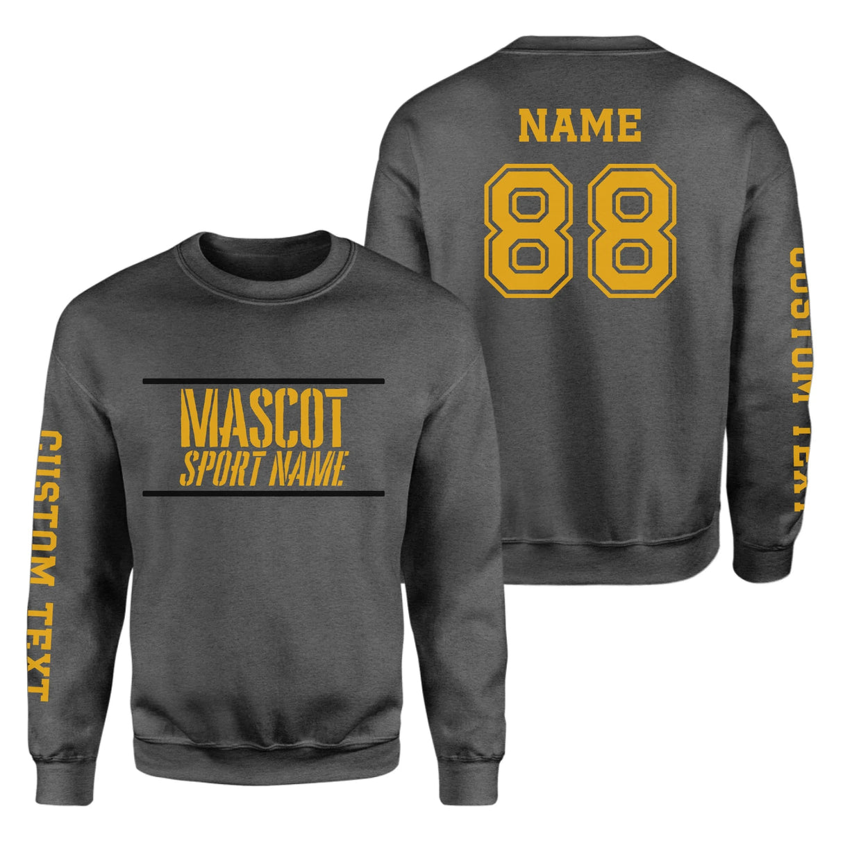 Custom School Spirit on a Sweatshirt With Mascot and Sport With Stencil Design on a Sweatshirt