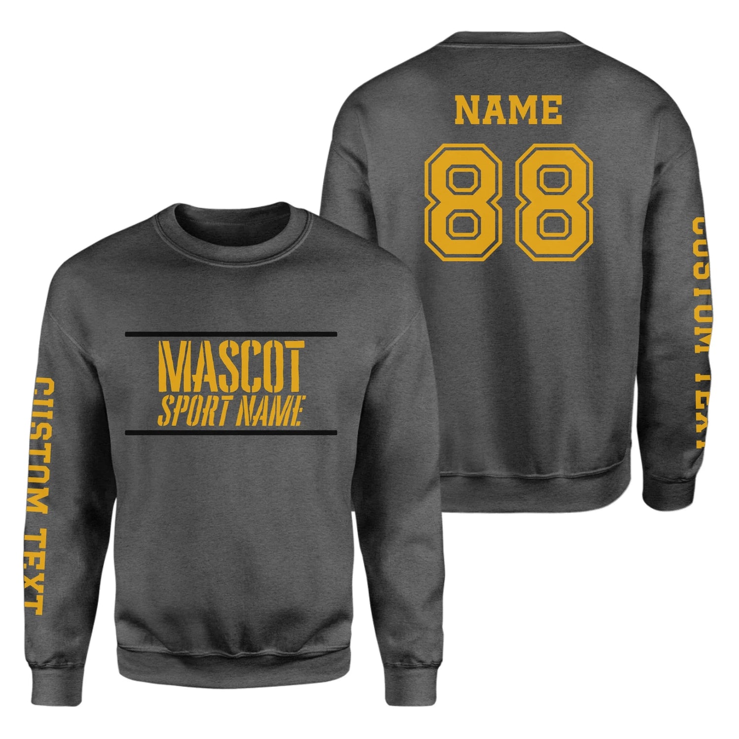 Custom School Spirit on a Sweatshirt With Mascot and Sport With Stencil Design on a Sweatshirt