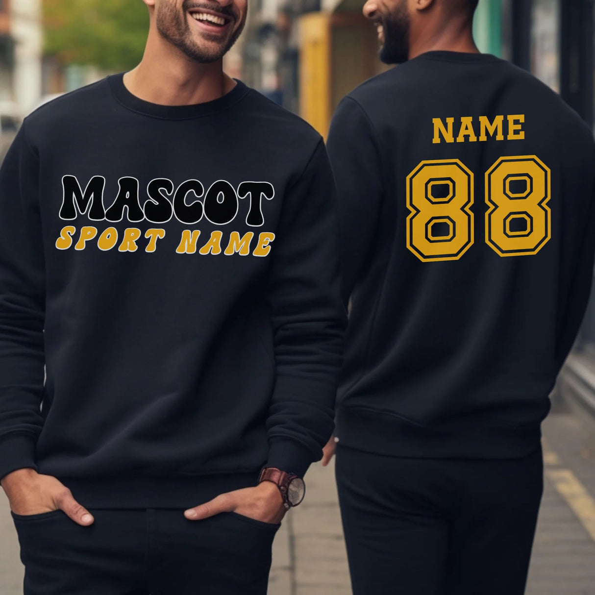 Custom School Spirit on a Sweatshirt With Mascot and Sport With Retro Design on a Sweatshirt