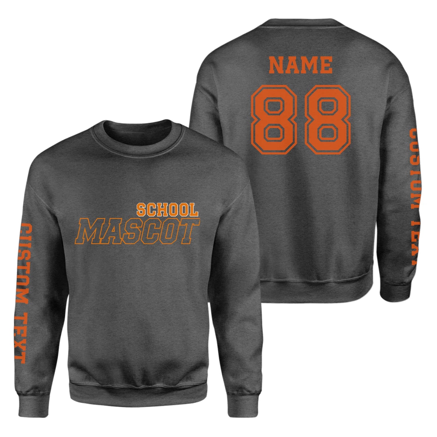 Custom School Spirit on a Sweatshirt With School and Mascot with Outline Design on a Sweatshirt