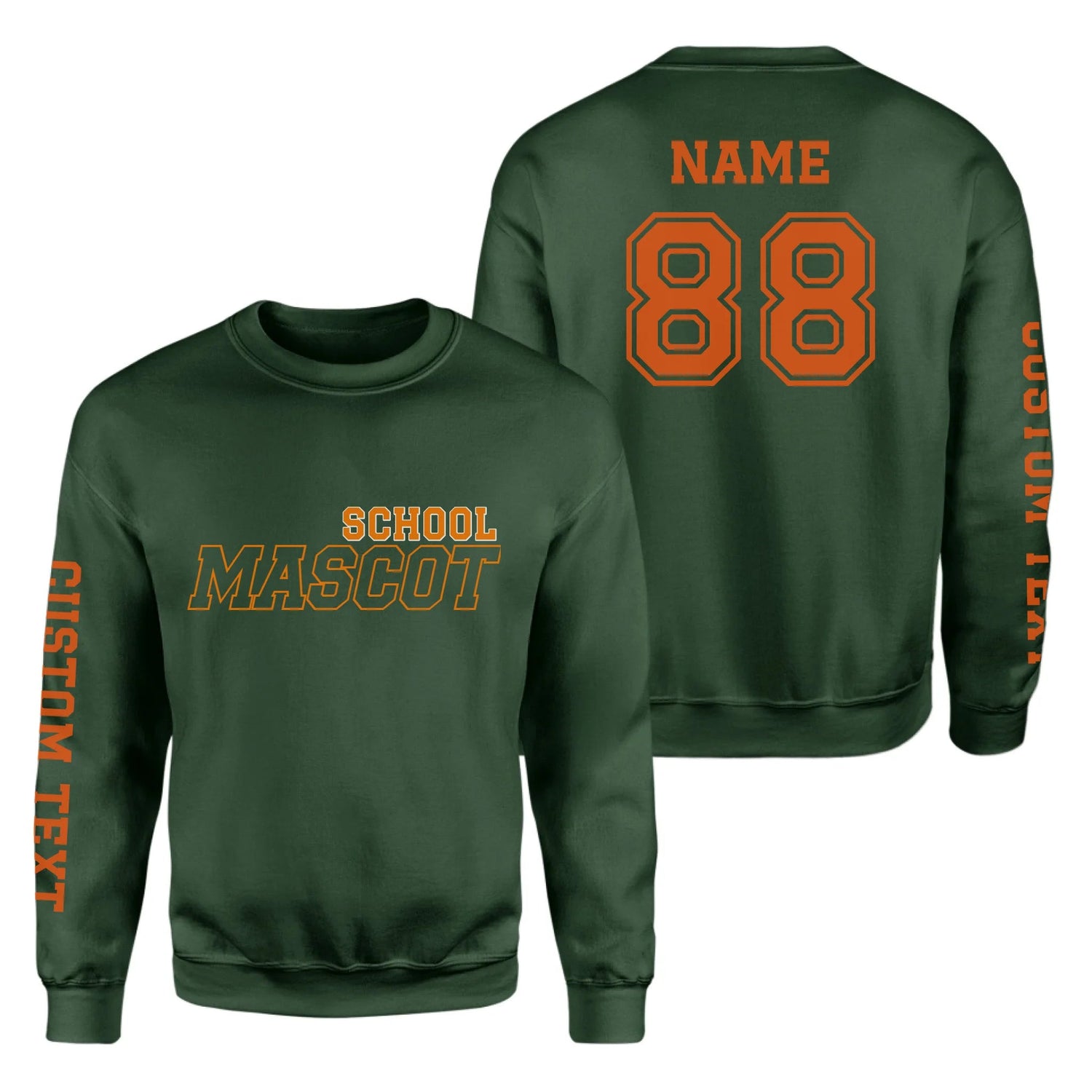 Custom School Spirit on a Sweatshirt With School and Mascot with Outline Design on a Sweatshirt