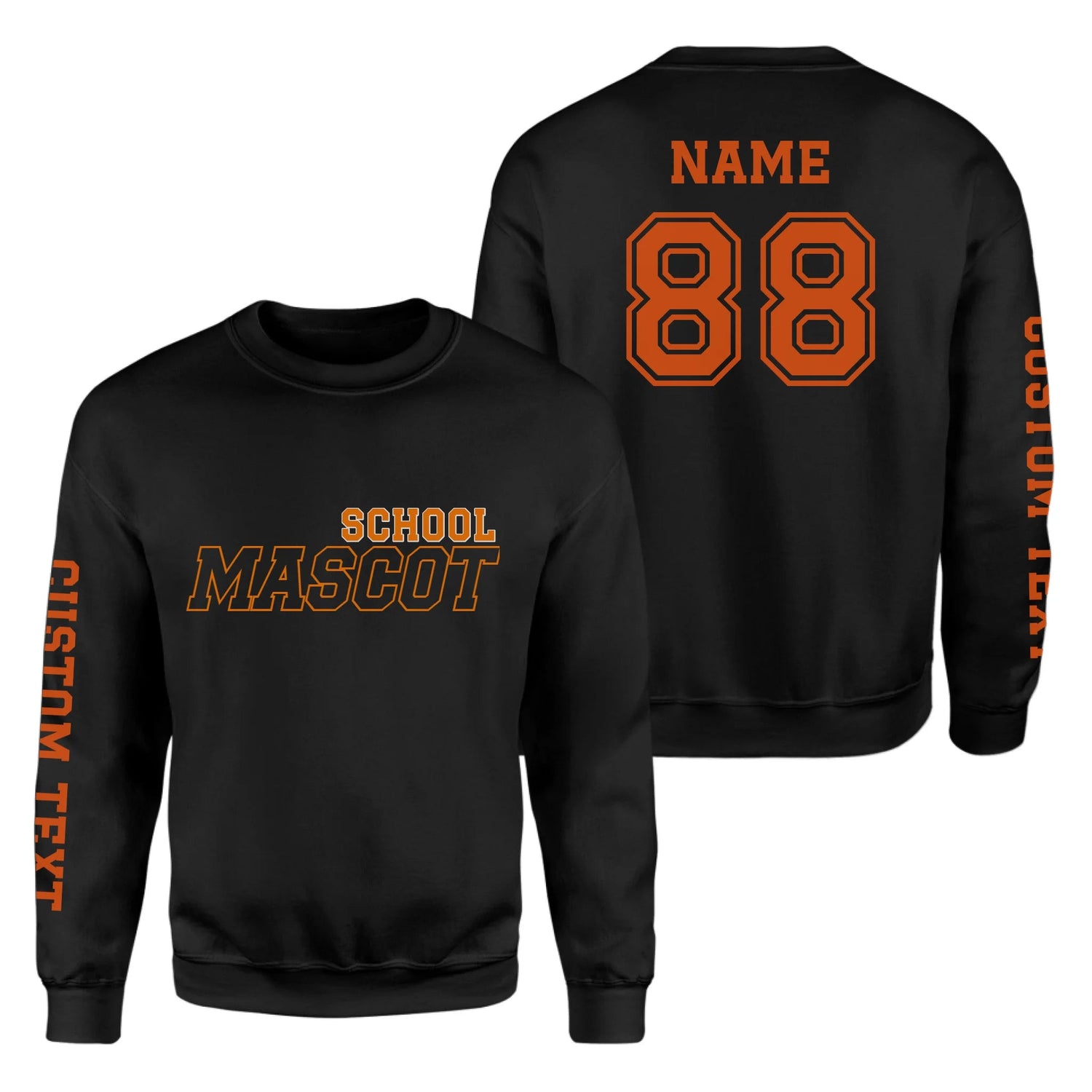 Custom School Spirit on a Sweatshirt With School and Mascot with Outline Design on a Sweatshirt