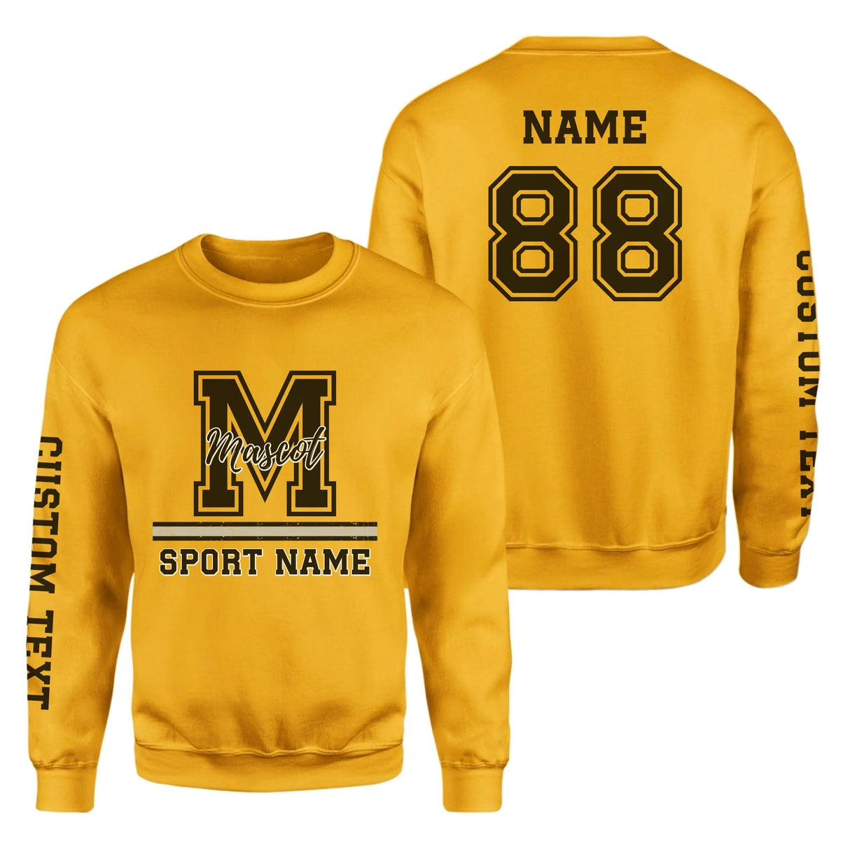 Custom School Mascot on a Sweatshirt With Large Initial, Mascot & Sport Name on a Sweatshirt