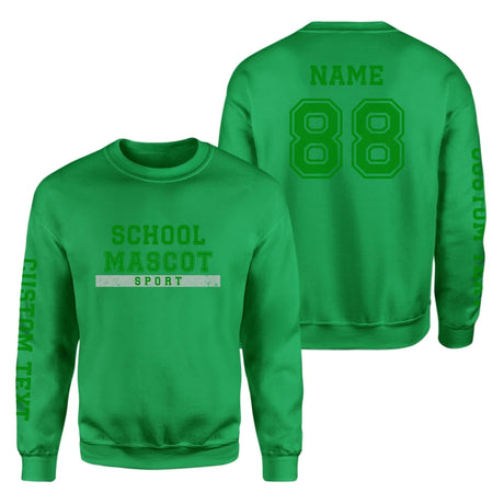 Custom School Spirit on a Sweatshirt With Mascot & Sport Name With Bold Varsity Design on a Sweatshirt