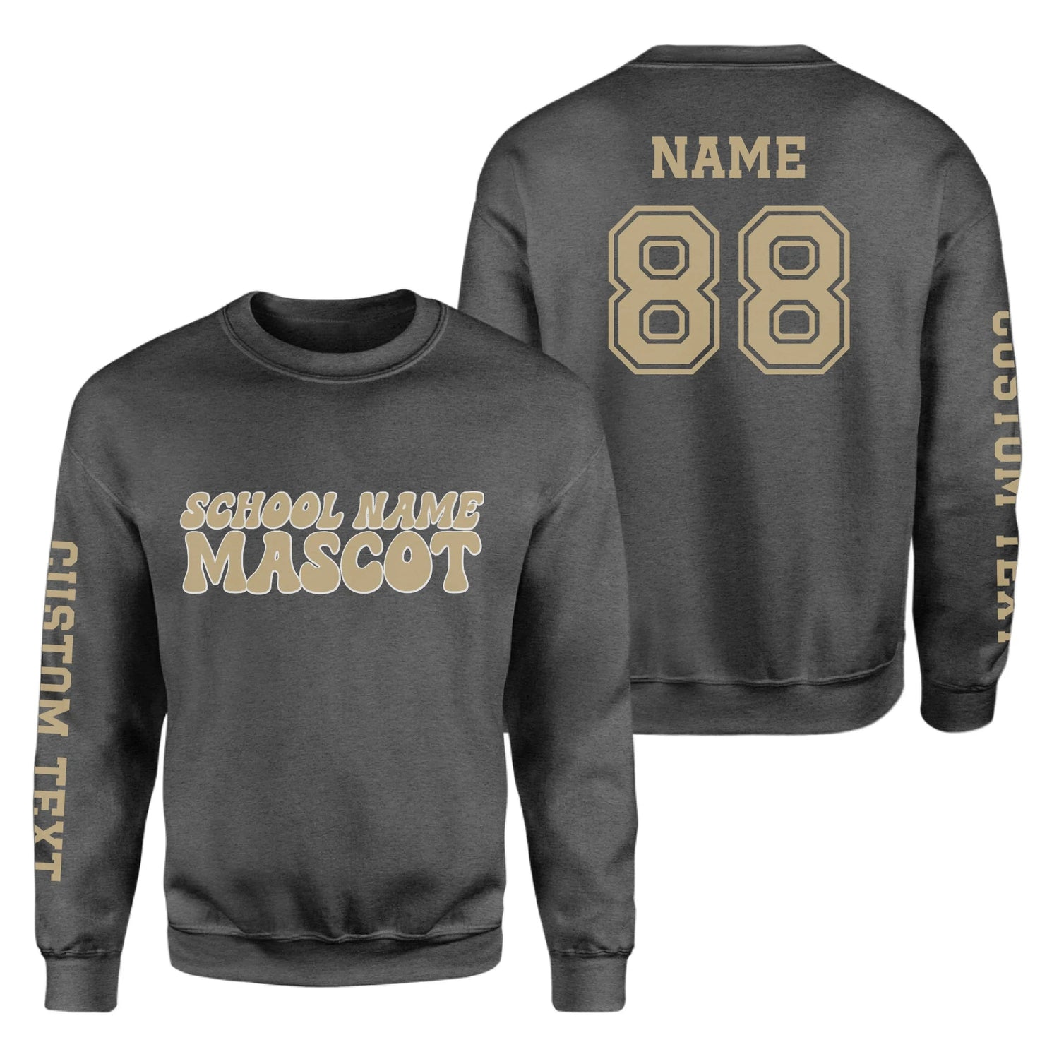 Custom School Spirit on a Sweatshirt With School and Mascot Name With Retro Design on a Sweatshirt