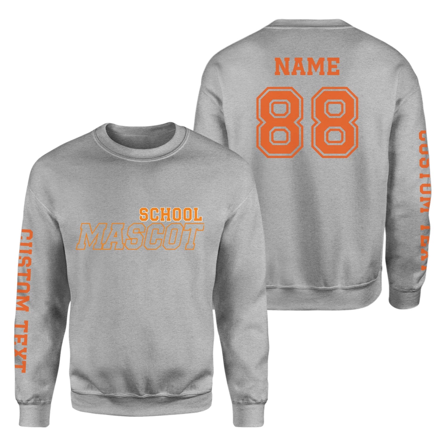 Custom School Spirit on a Sweatshirt With School and Mascot with Outline Design on a Sweatshirt