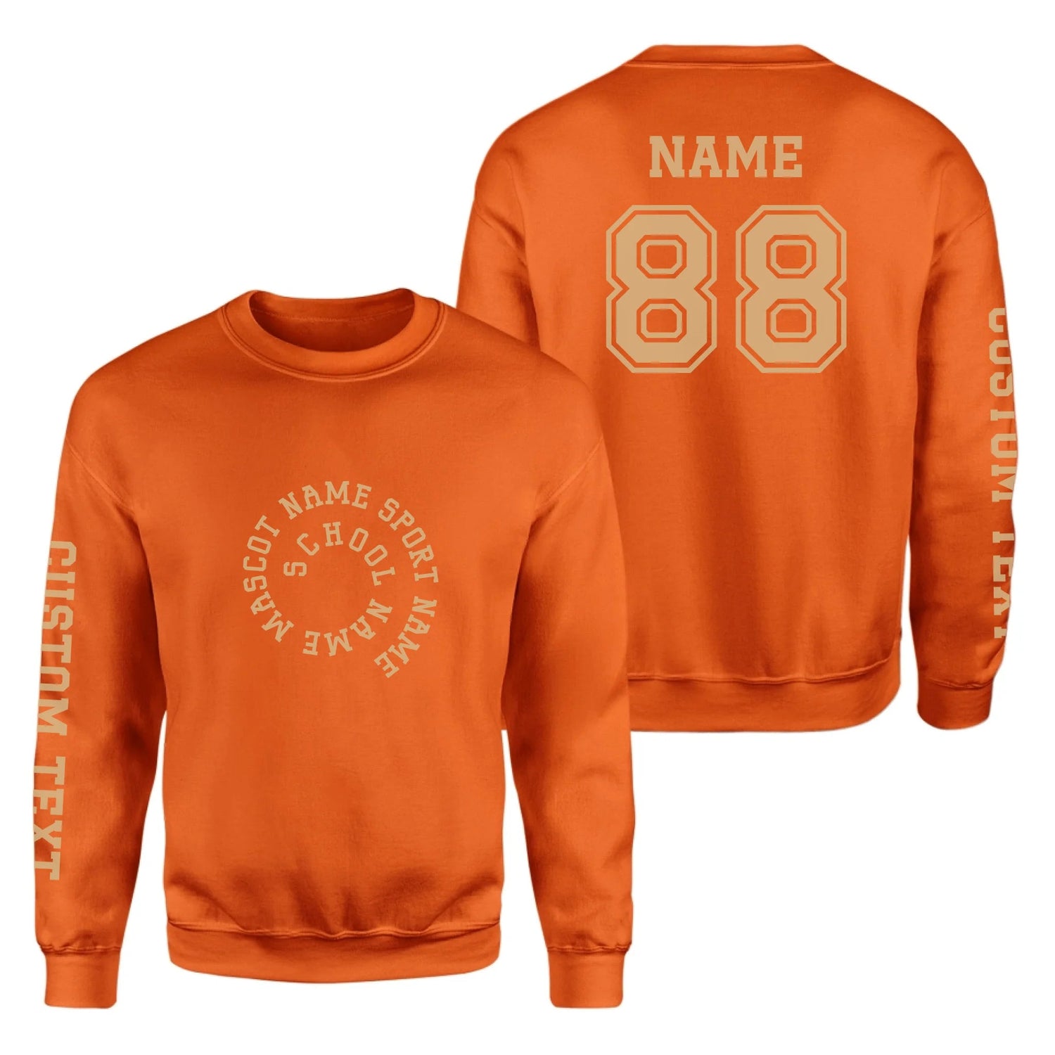 Custom School Spirit on a Sweatshirt With Spiral Text Design on a Sweatshirt