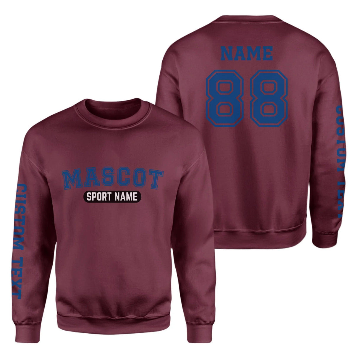 Custom School Spirit on a Sweatshirt With Mascot and Sport With Classic Design on a Sweatshirt
