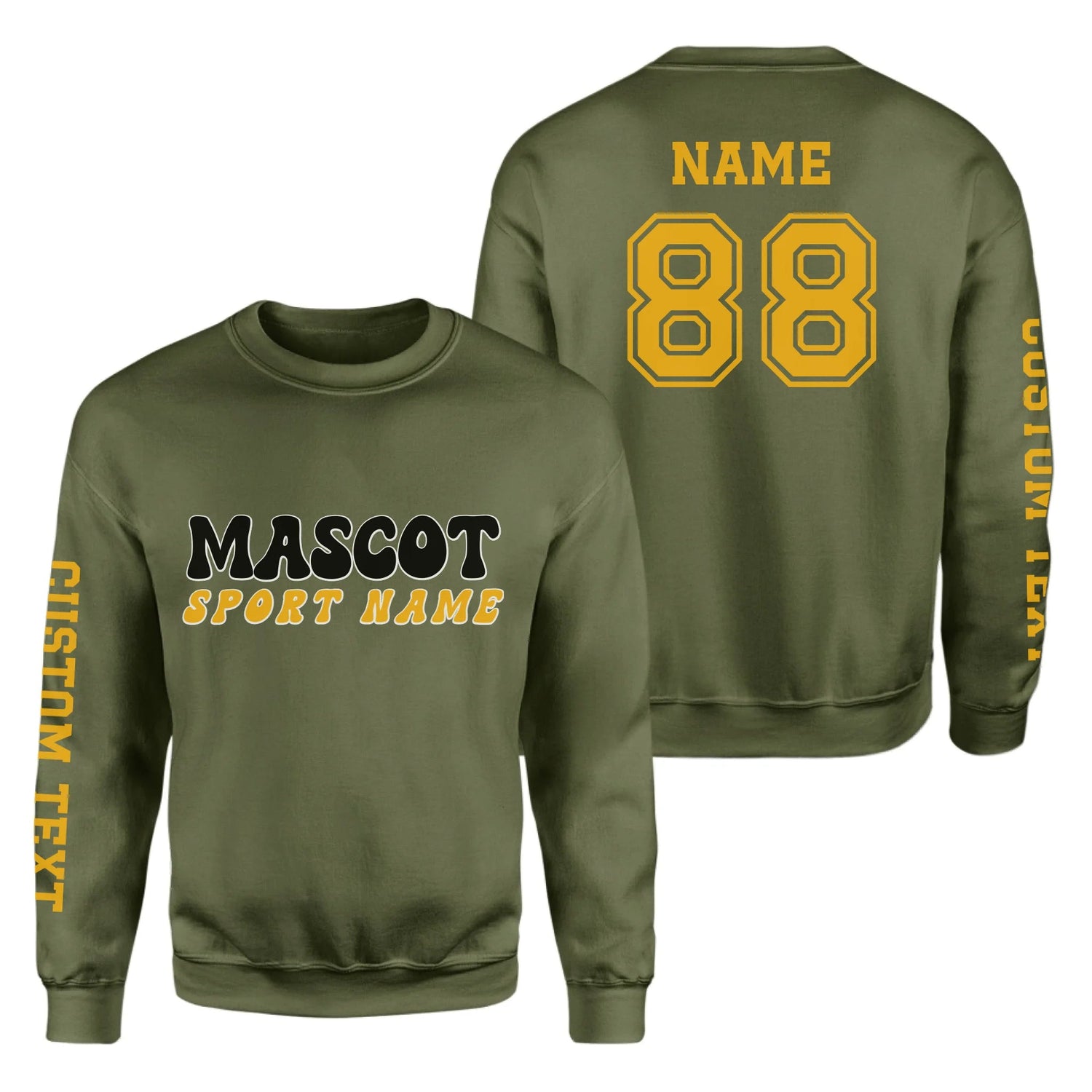 Custom School Spirit on a Sweatshirt With Mascot and Sport With Retro Design on a Sweatshirt