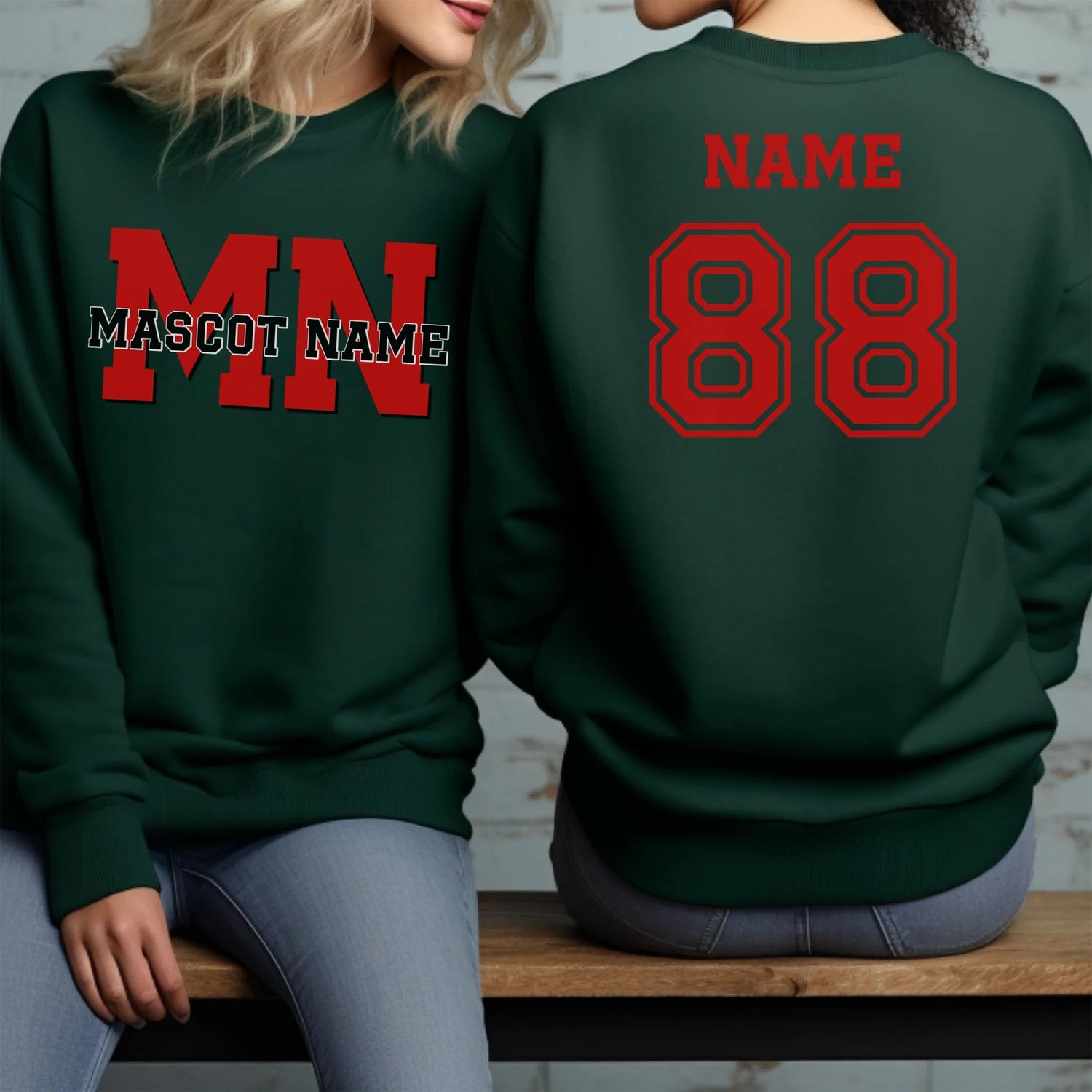 Custom School Mascot on a Sweatshirt With Initials and Mascot Name on a Sweatshirt