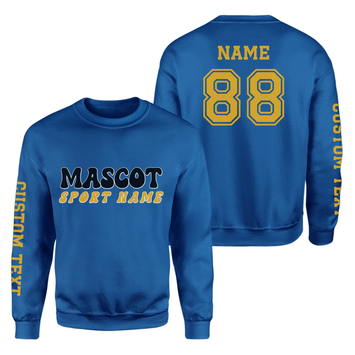 Custom School Spirit on a Sweatshirt With Mascot and Sport With Retro Design on a Sweatshirt
