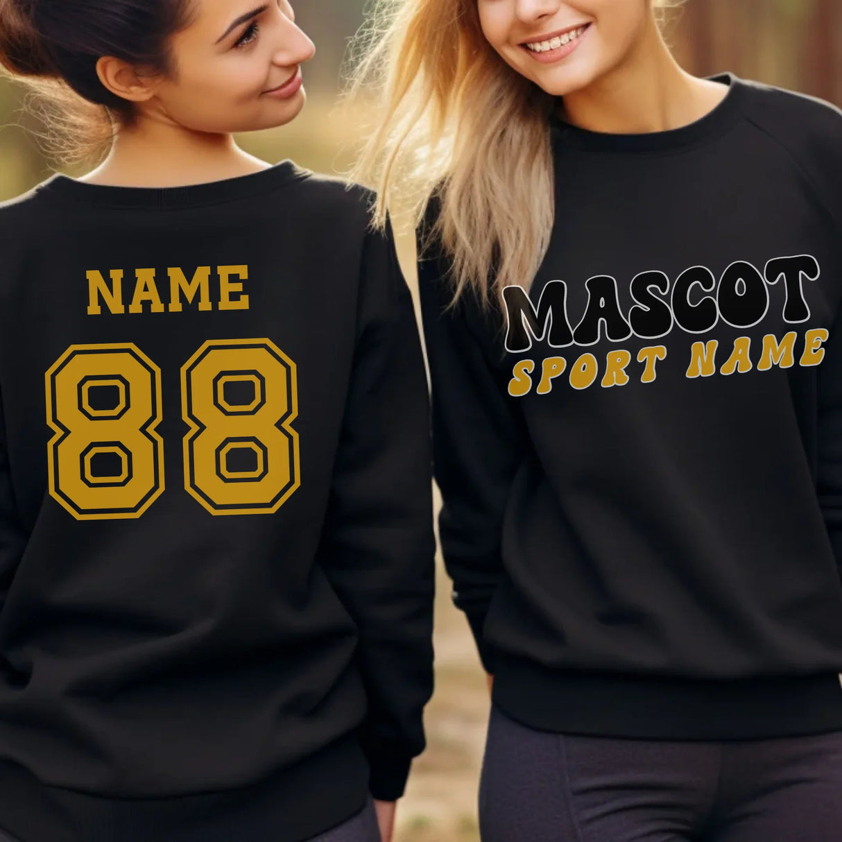 Custom School Spirit on a Sweatshirt With Mascot and Sport With Retro Design on a Sweatshirt
