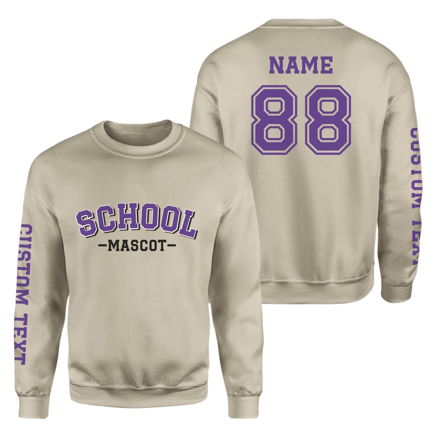 Custom School Spirit on a Sweatshirt With School and Mascot Name With Classic Arch Design on a Sweatshirt