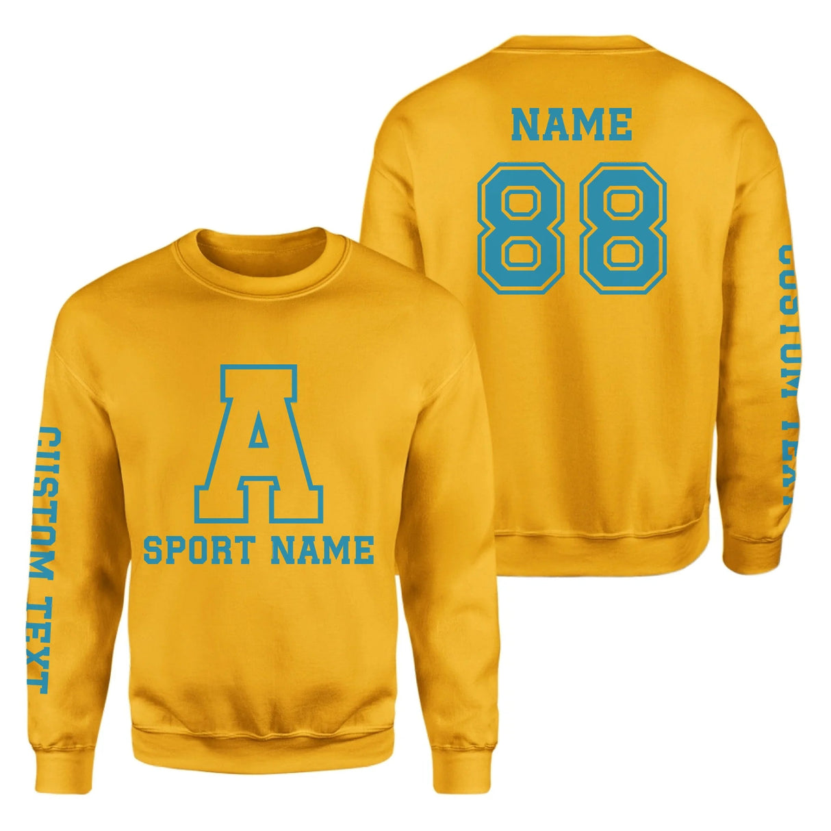 Custom School Spirit on a Sweatshirt With Initial & Sport With Classic Letter Block Design on a Sweatshirt