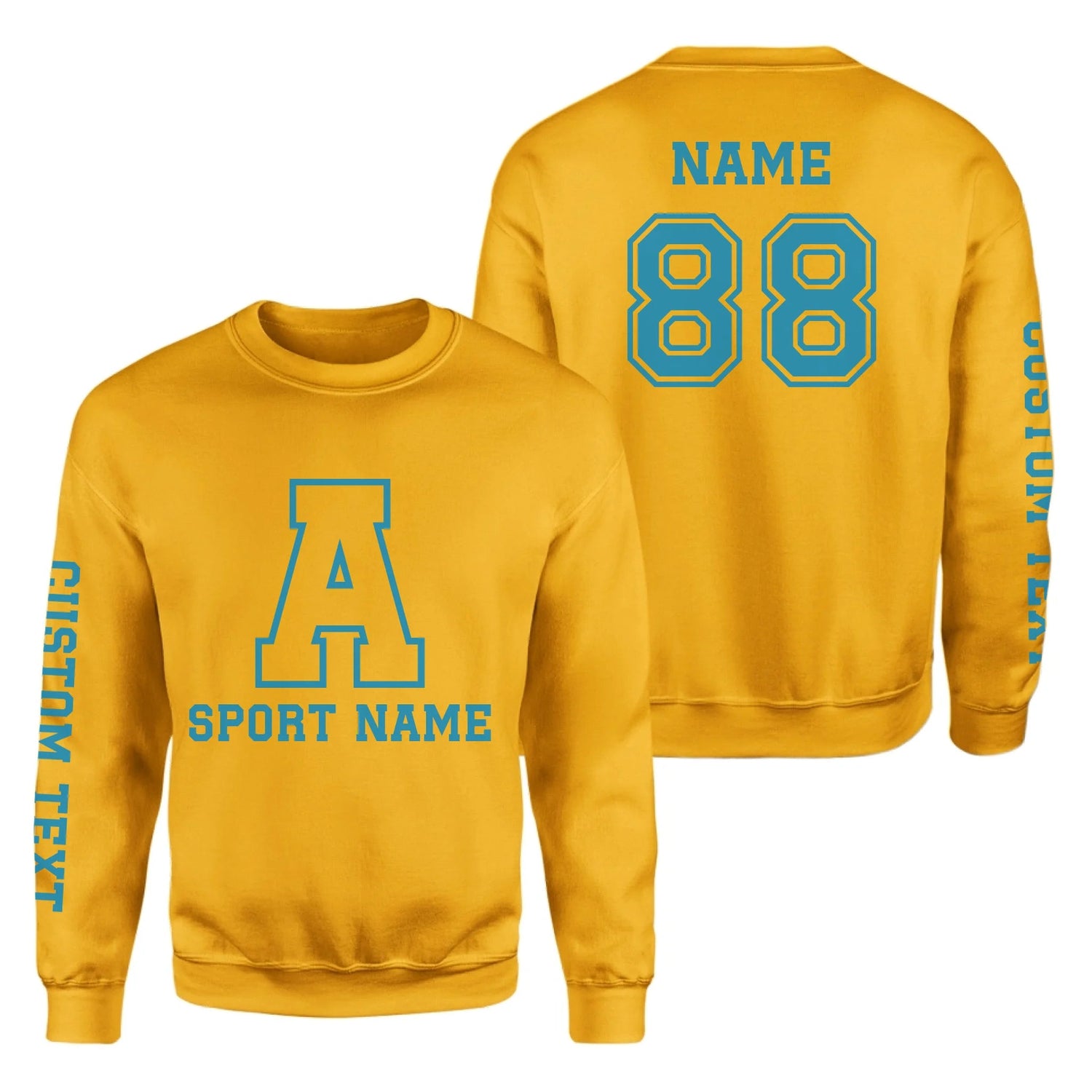 Custom School Spirit on a Sweatshirt With Initial & Sport With Classic Letter Block Design on a Sweatshirt
