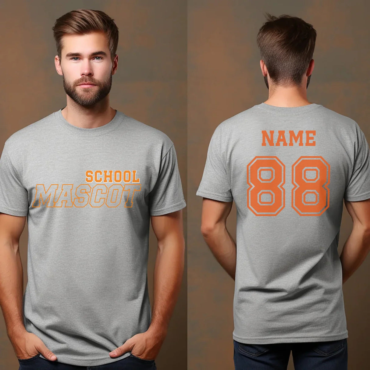 Custom School Spirit Shirt With School and Mascot with Outline Design on a Unisex T-Shirt