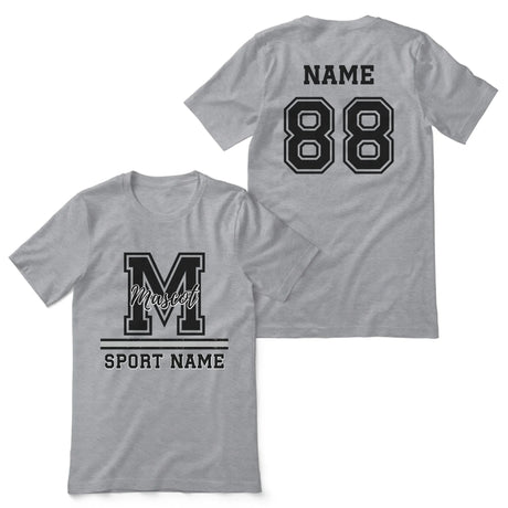 Custom School Spirit Shirt With Large Initial, Mascot & Sport Name on a Unisex T-Shirt