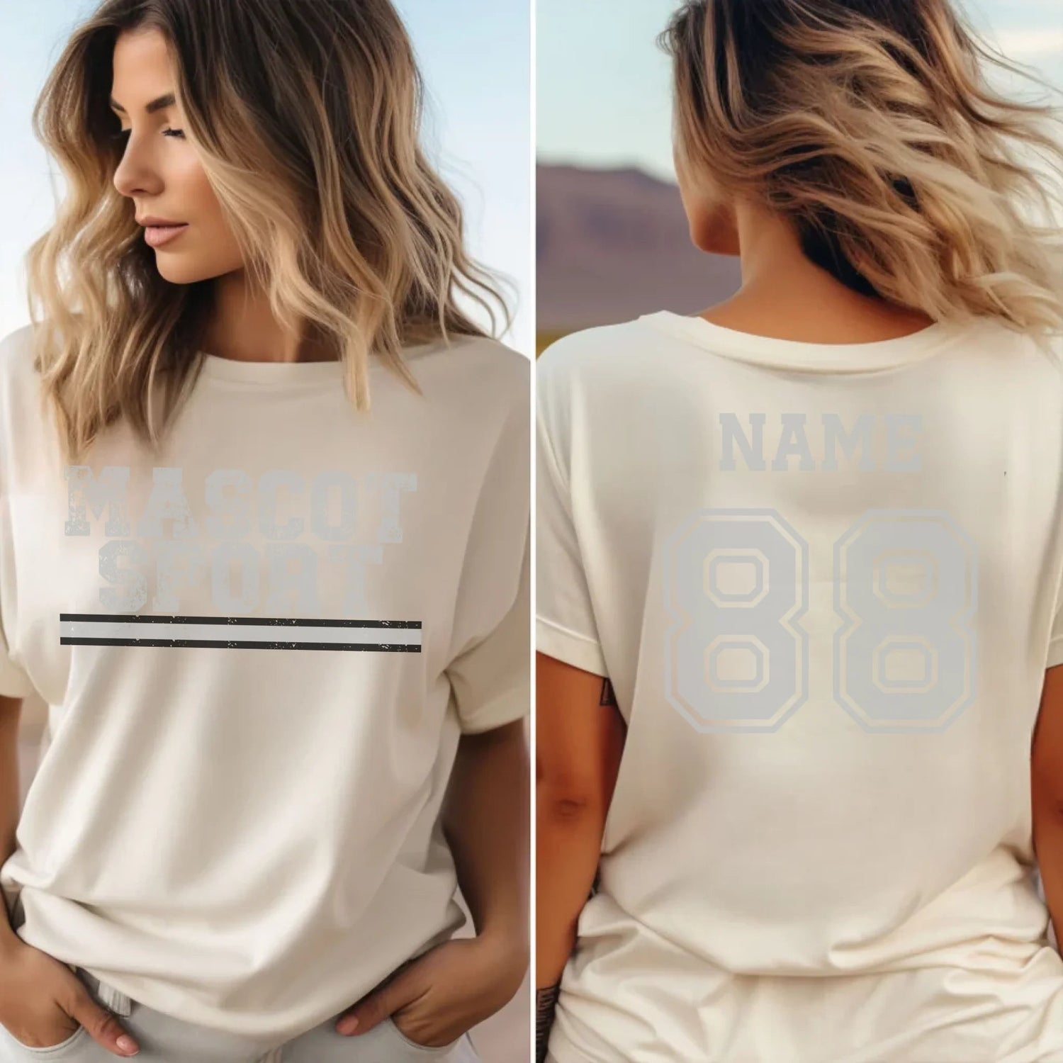 Custom School Spirit Shirt With Mascot and Sport with Grunge Design on a Unisex T-Shirt