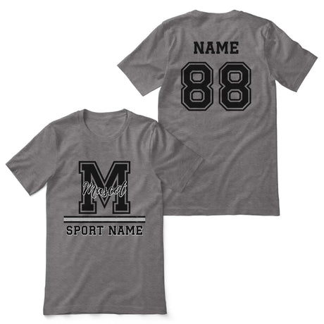 Custom School Spirit Shirt With Large Initial, Mascot & Sport Name on a Unisex T-Shirt