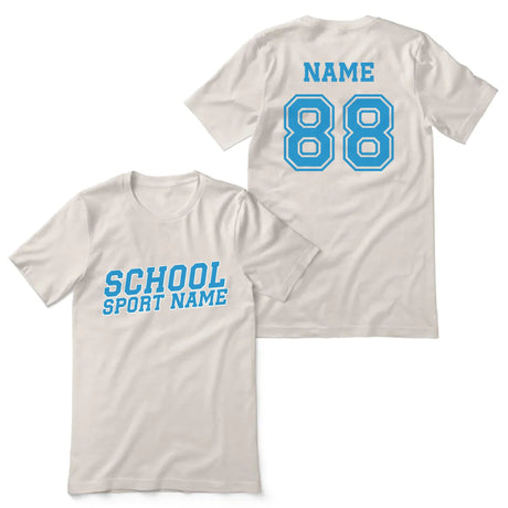 Custom School Spirit Shirt With School and Mascot Name With Slanted Block Varsity Design on a Unisex T-Shirt