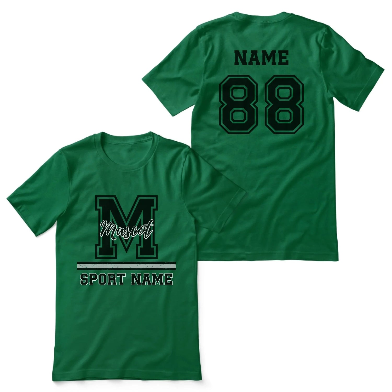 Custom School Spirit Shirt With Large Initial, Mascot & Sport Name on a Unisex T-Shirt