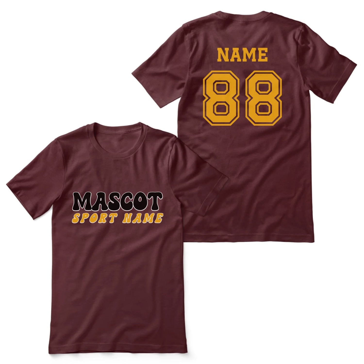 Custom School Spirit Shirt With Mascot and Sport With Retro Design on a Unisex T-Shirt