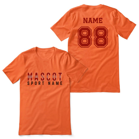 Custom School Spirit Shirt With Mascot and Sport With Striped Text Design on a Unisex T-Shirt