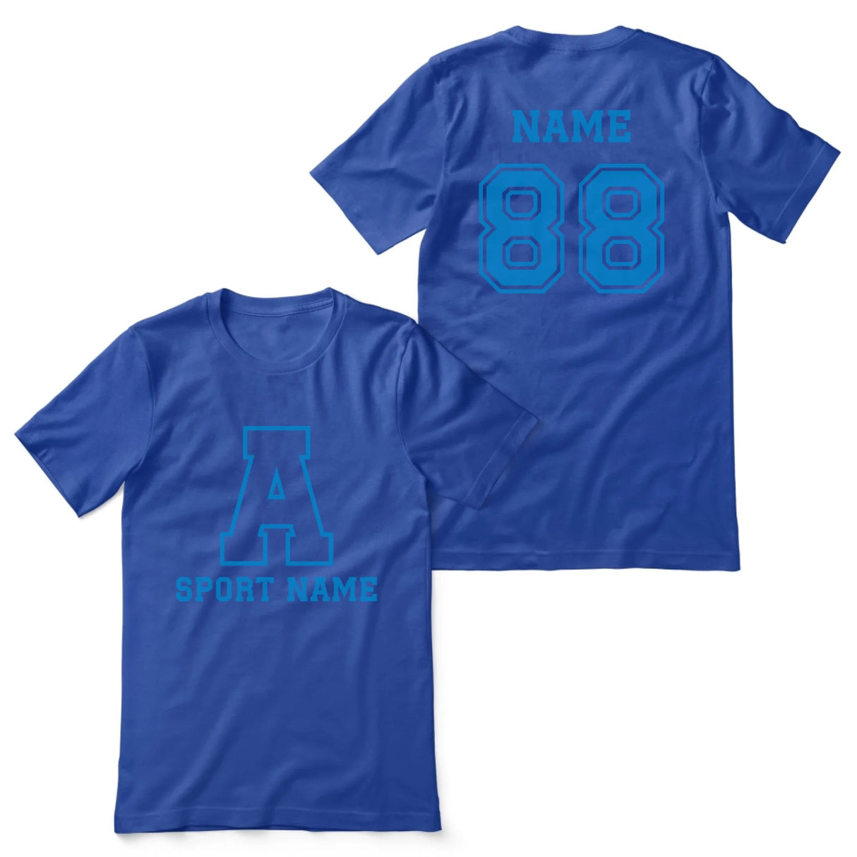 Custom School Spirit Shirt With Initial & Sport With Classic Letter Block Design on a Unisex T-Shirt