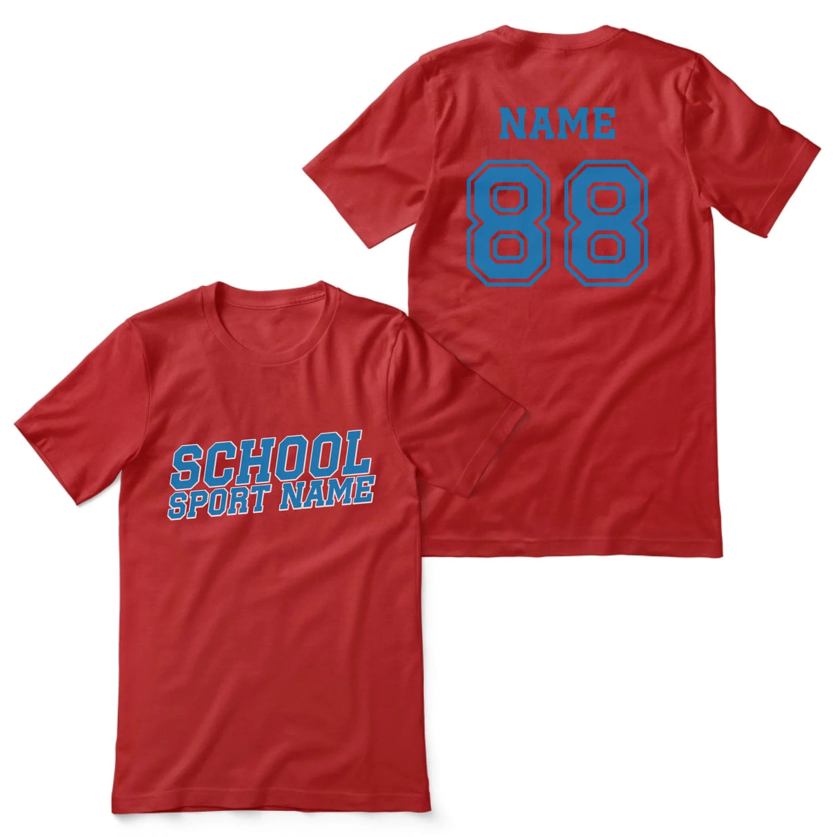 Custom School Spirit Shirt With School and Mascot Name With Slanted Block Varsity Design on a Unisex T-Shirt