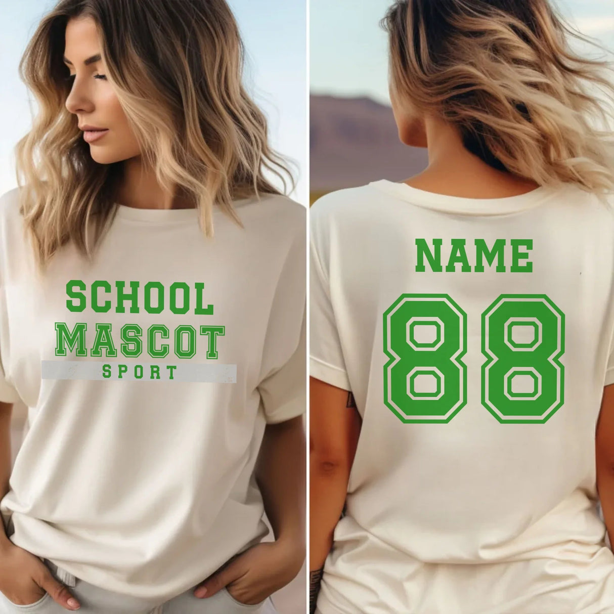 Custom School Spirit Shirt With Mascot & Sport Name With Bold Varsity Design on a Unisex T-Shirt