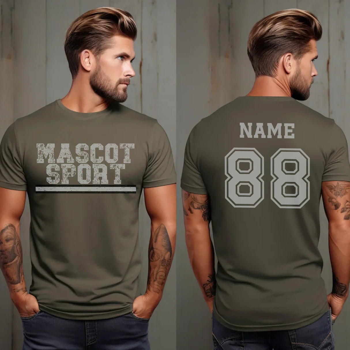 Custom School Spirit Shirt With Mascot and Sport with Grunge Design on a Unisex T-Shirt