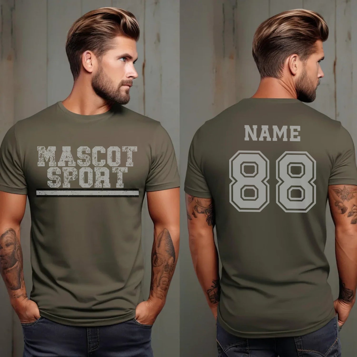 Custom School Spirit Shirt With Mascot and Sport with Grunge Design on a Unisex T-Shirt