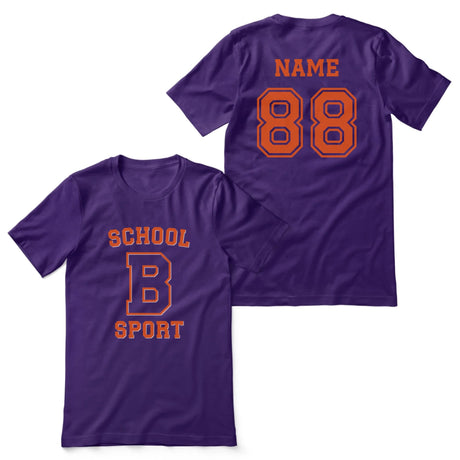 Custom School Spirit Shirt With School, Initial & Sport Name With Collegiate Letter Design on a Unisex T-Shirt