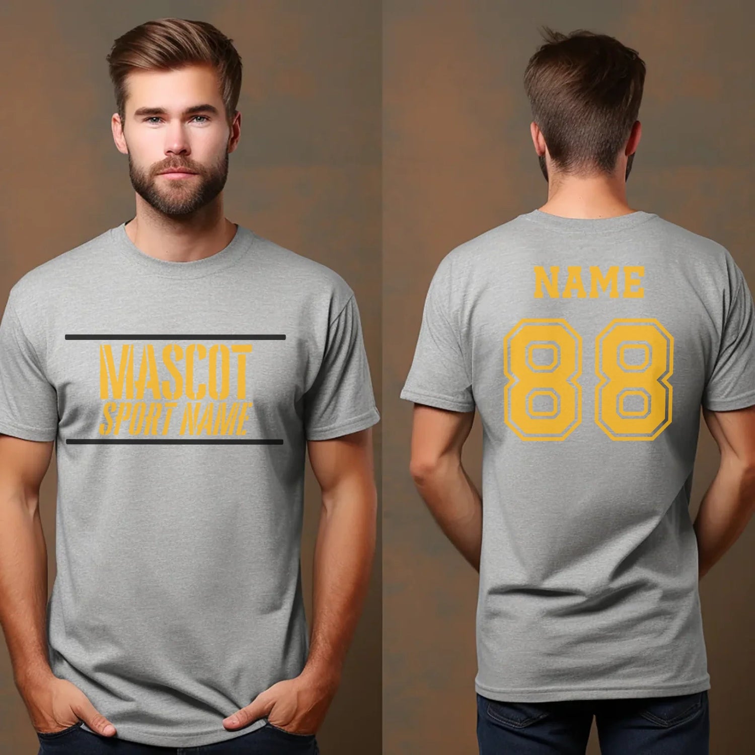 Custom School Spirit Shirt With Mascot and Sport With Stencil Design on a Unisex T-Shirt