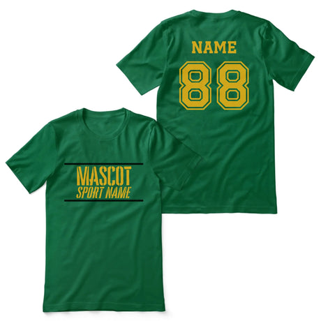 Custom School Spirit Shirt With Mascot and Sport With Stencil Design on a Unisex T-Shirt