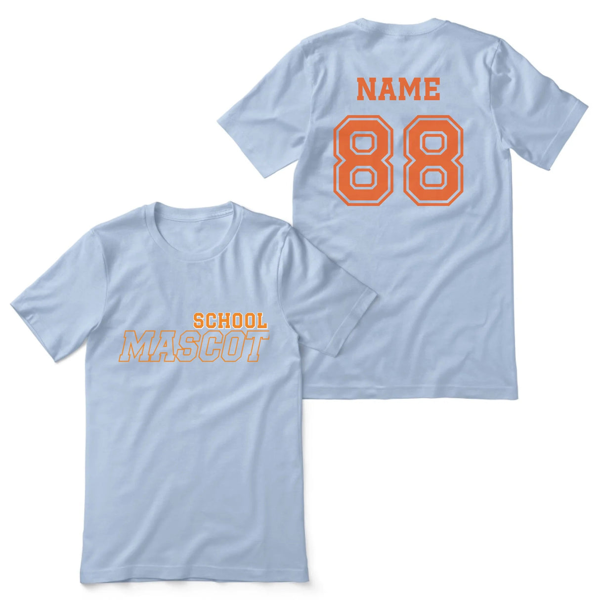 Custom School Spirit Shirt With School and Mascot with Outline Design on a Unisex T-Shirt