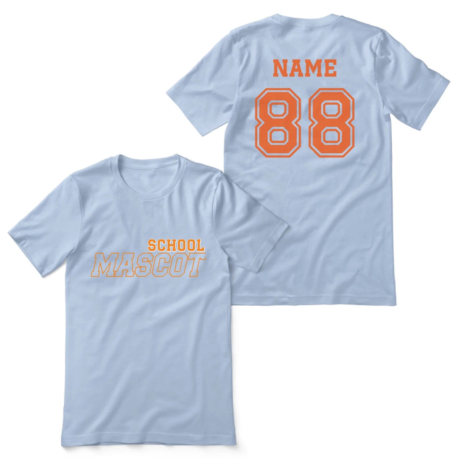 Custom School Spirit Shirt With School and Mascot with Outline Design on a Unisex T-Shirt