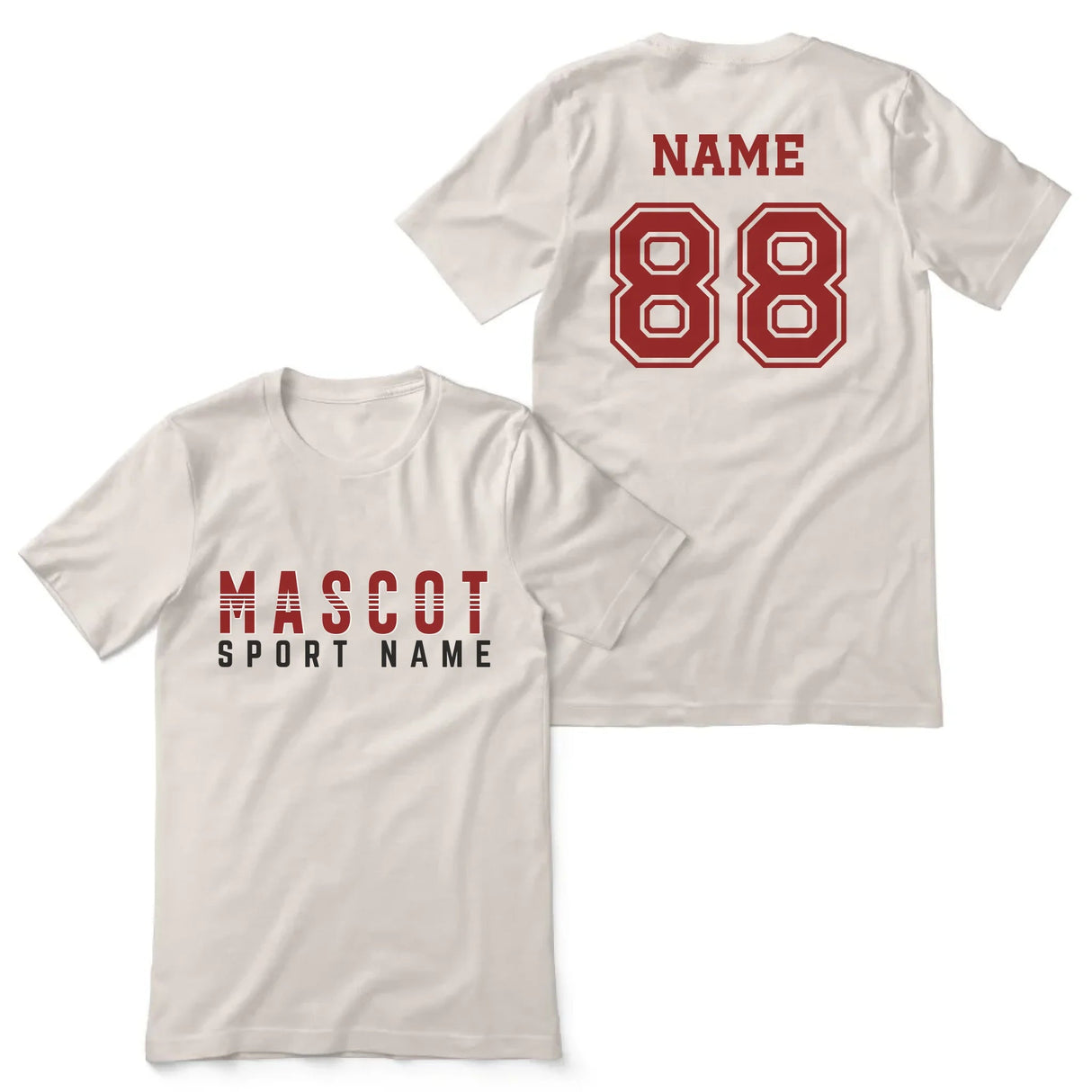Custom School Spirit Shirt With Mascot and Sport With Striped Text Design on a Unisex T-Shirt