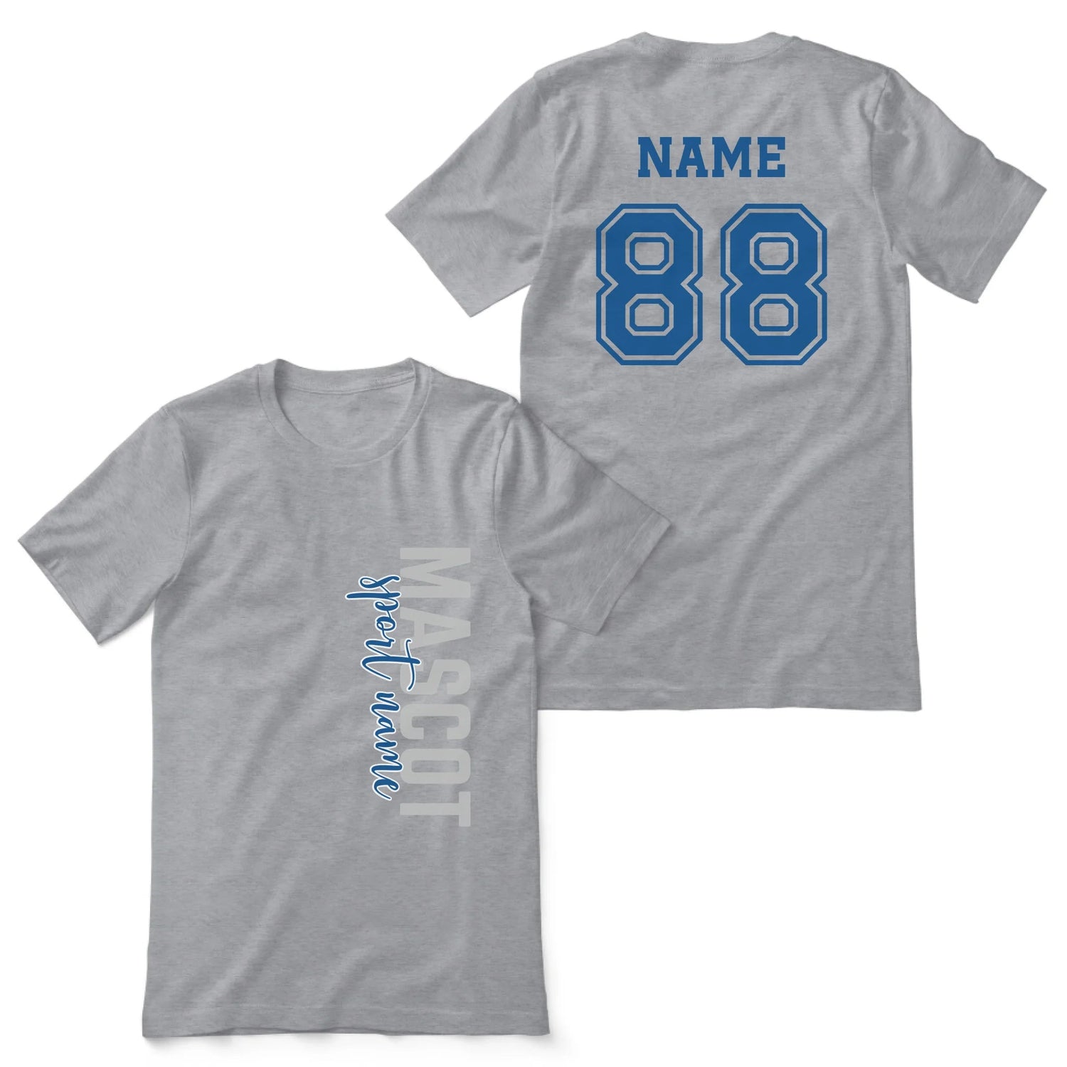 Custom School Spirit Shirt With Mascot & Sport Name With Modern Vertical Design on a Unisex T-Shirt