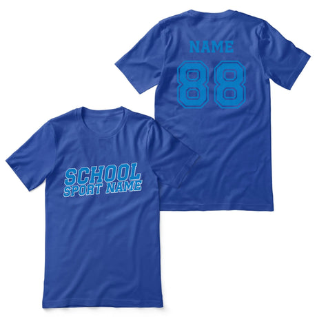 Custom School Spirit Shirt With School and Mascot Name With Slanted Block Varsity Design on a Unisex T-Shirt