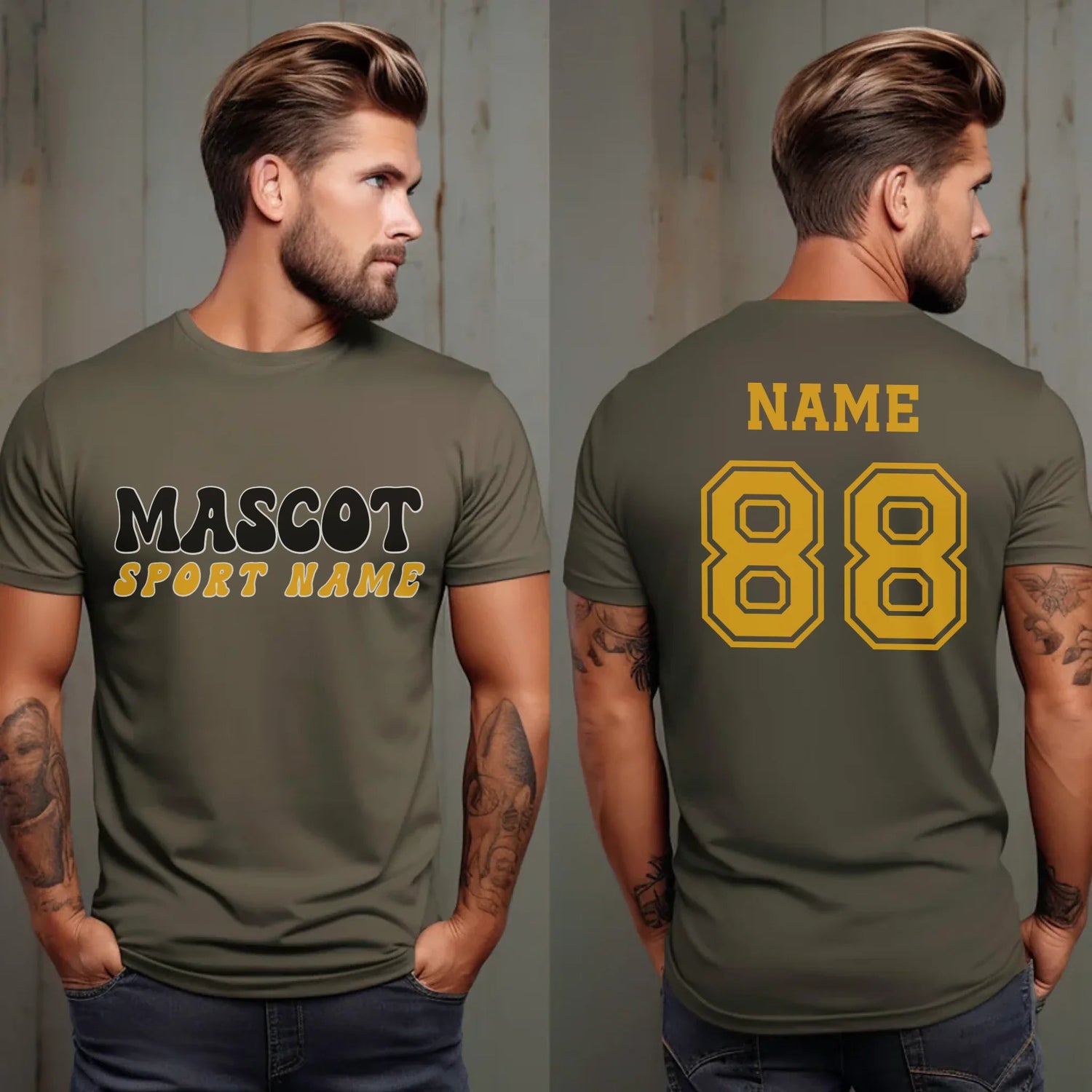 Custom School Spirit Shirt With Mascot and Sport With Retro Design on a Unisex T-Shirt