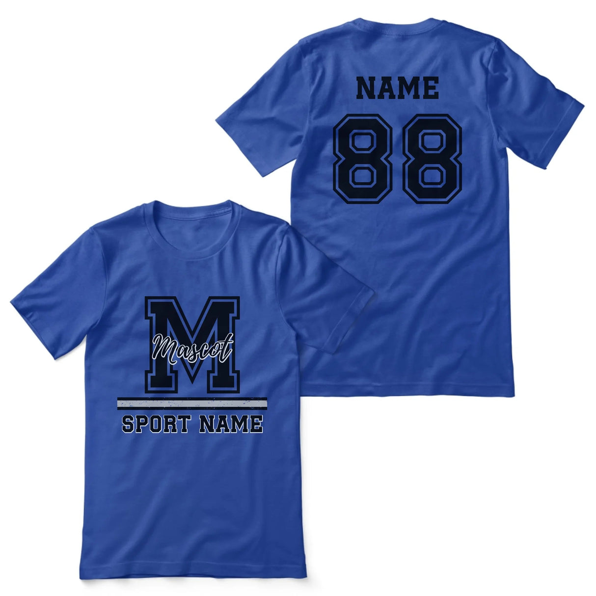 Custom School Spirit Shirt With Large Initial, Mascot & Sport Name on a Unisex T-Shirt