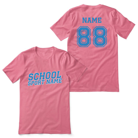 Custom School Spirit Shirt With School and Mascot Name With Slanted Block Varsity Design on a Unisex T-Shirt