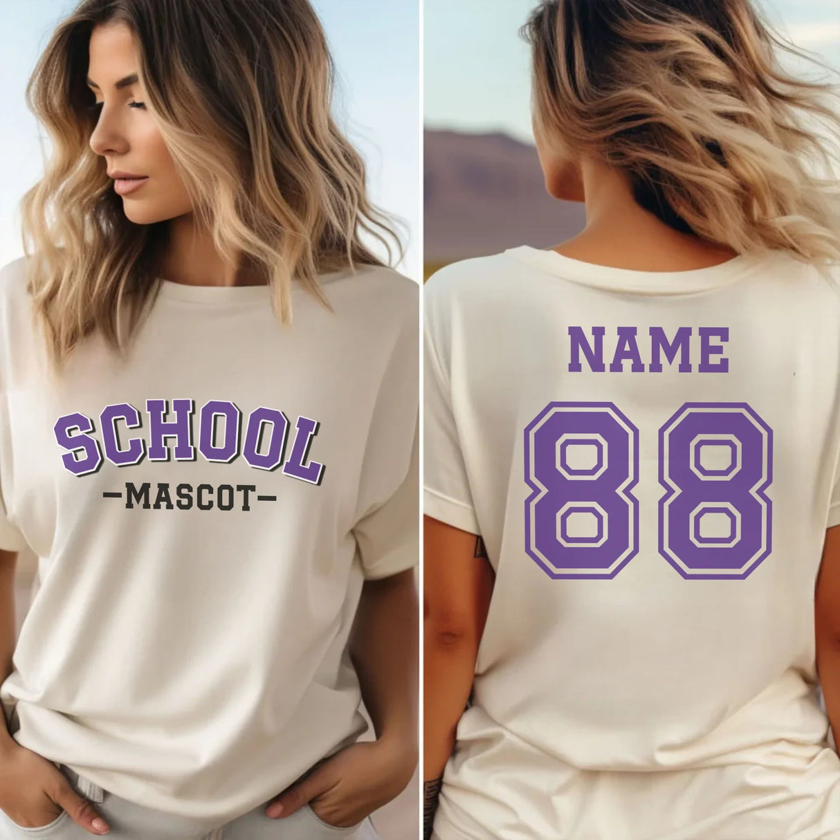 Custom School Spirit Shirt With School and Mascot Name With Classic Arch Design on a Unisex T-Shirt