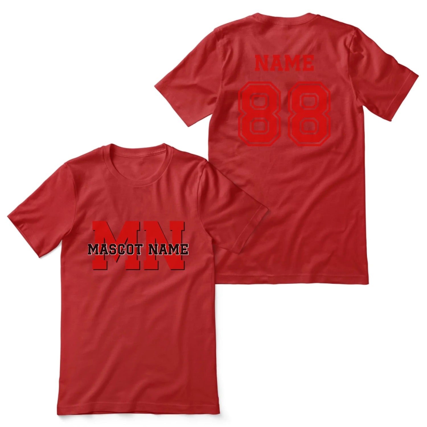 Custom School Mascot Shirt With Initials and Mascot Name on a Unisex T-Shirt