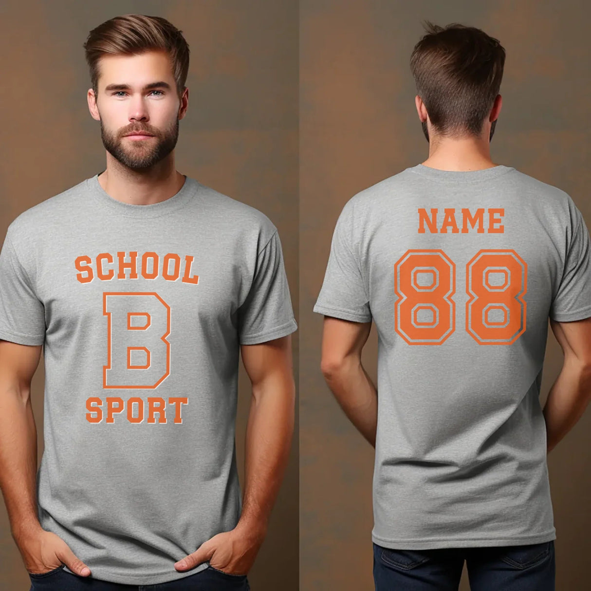 Custom School Spirit Shirt With School, Initial & Sport Name With Collegiate Letter Design on a Unisex T-Shirt