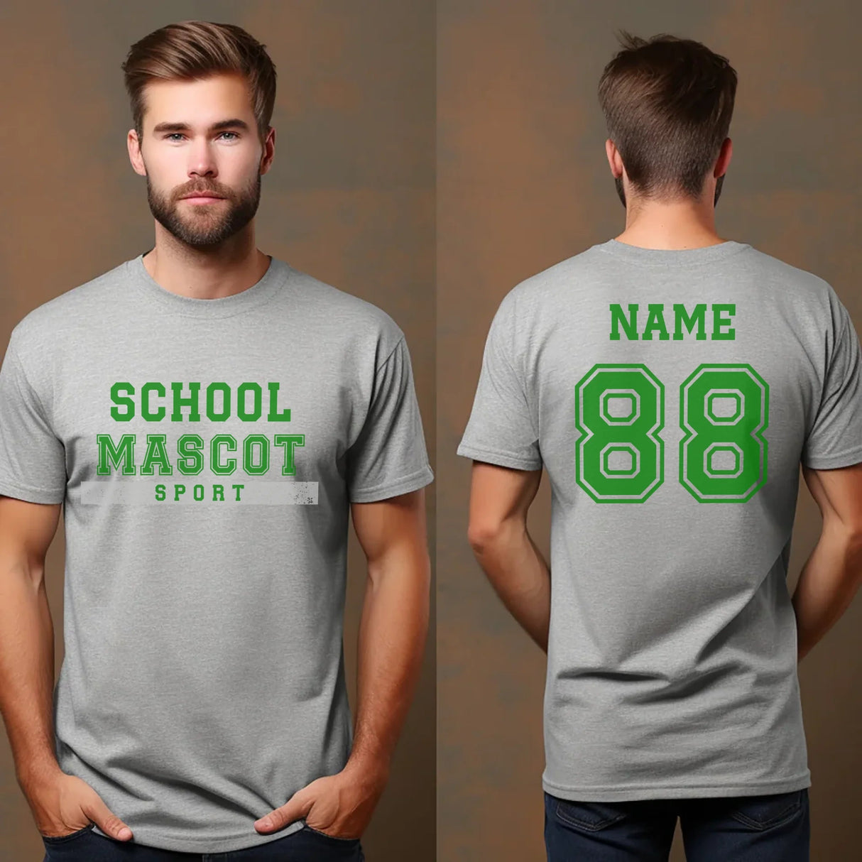Custom School Spirit Shirt With Mascot & Sport Name With Bold Varsity Design on a Unisex T-Shirt