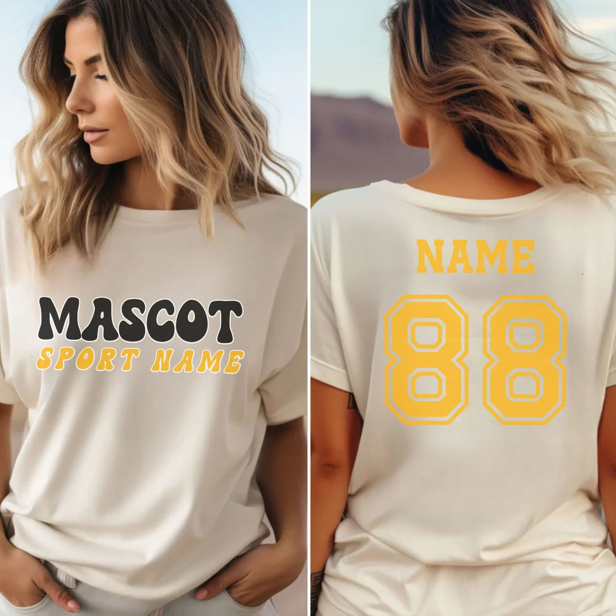 Custom School Spirit Shirt With Mascot and Sport With Retro Design on a Unisex T-Shirt