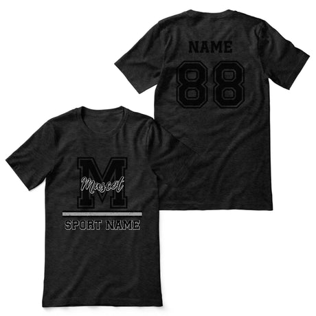 Custom School Spirit Shirt With Large Initial, Mascot & Sport Name on a Unisex T-Shirt